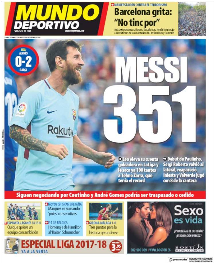 Mundo Deportivo Portada 27 08 2017