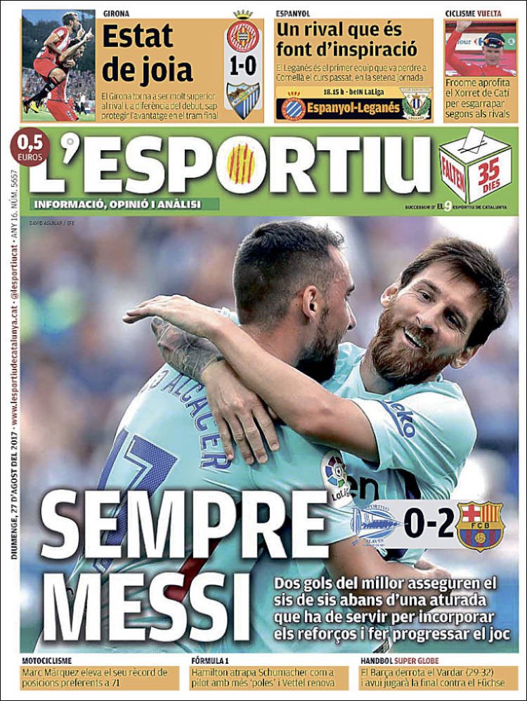 L'Esportiu Portada 27 08 2017