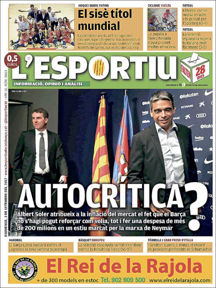 L'Esportiu Portada 03 09 2017