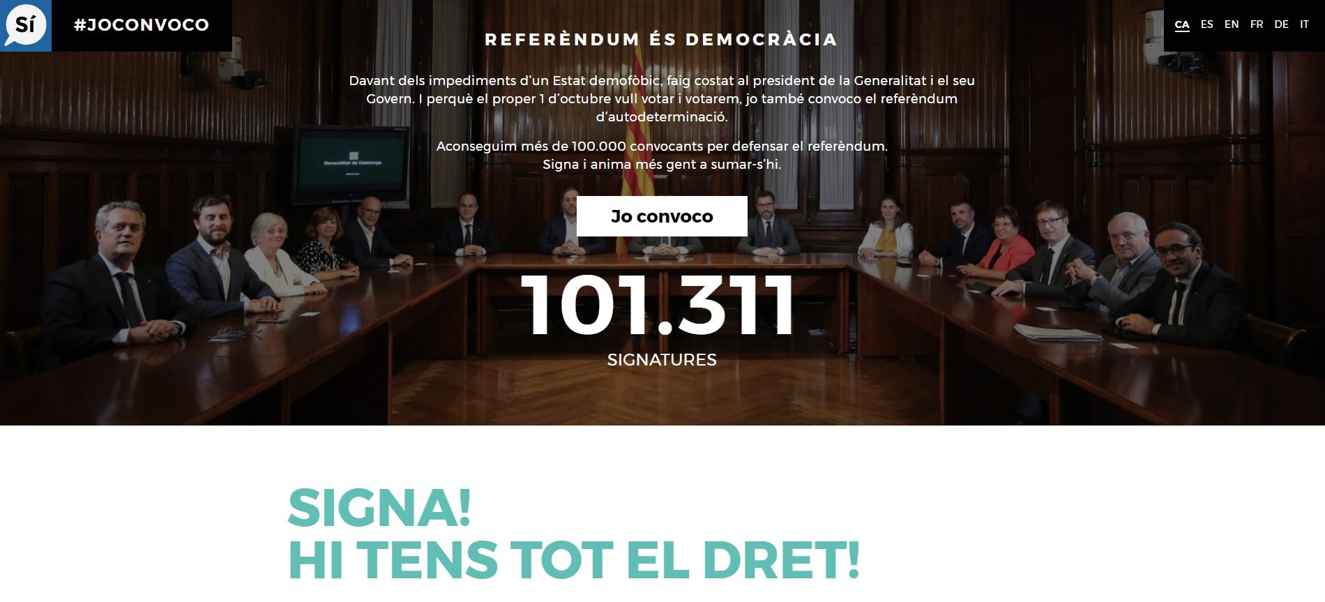 El manifest 'Jo convoco' ja supera els 145.482 inscrits