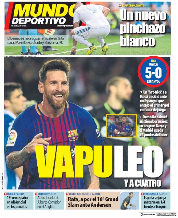Mundo Deporivo Portada 10 09 2017 Mundo Deporivo Portada 10 09 2017