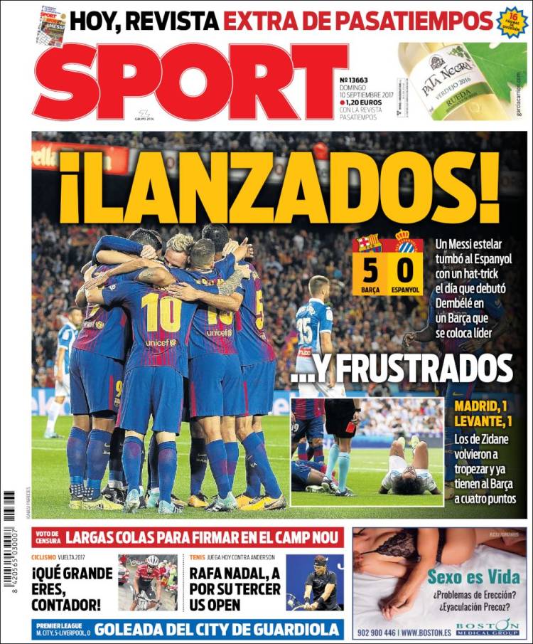 Sport Portada 10 09 2017 Sport Portada 10 09 2017
