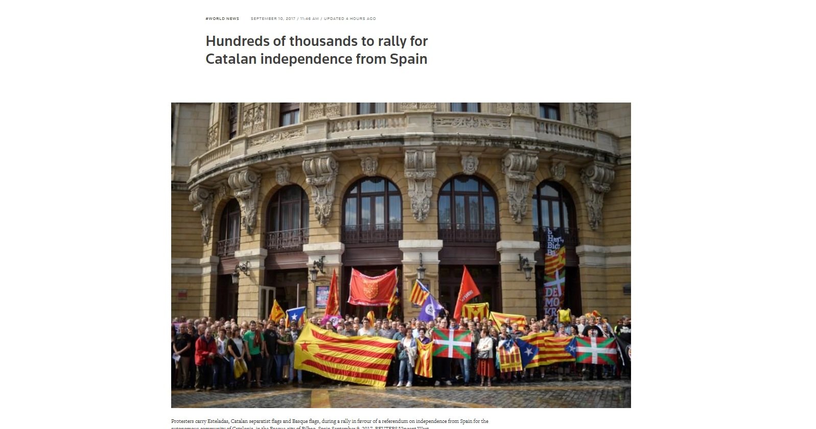 Reuters prevé "centenares de miles" de manifestantes en la Diada