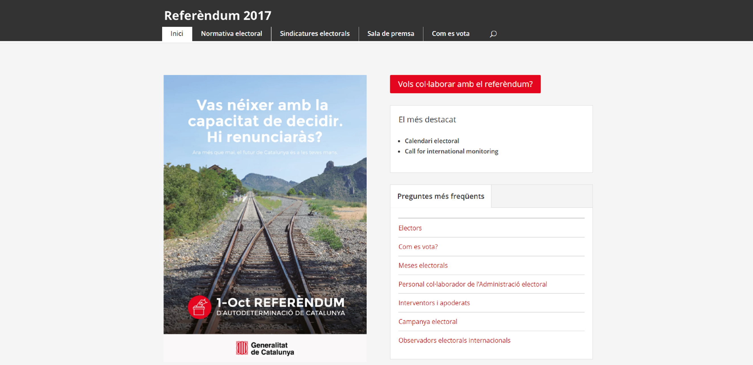 Citan a declarar un vecino de Reus por duplicar la web del referéndum