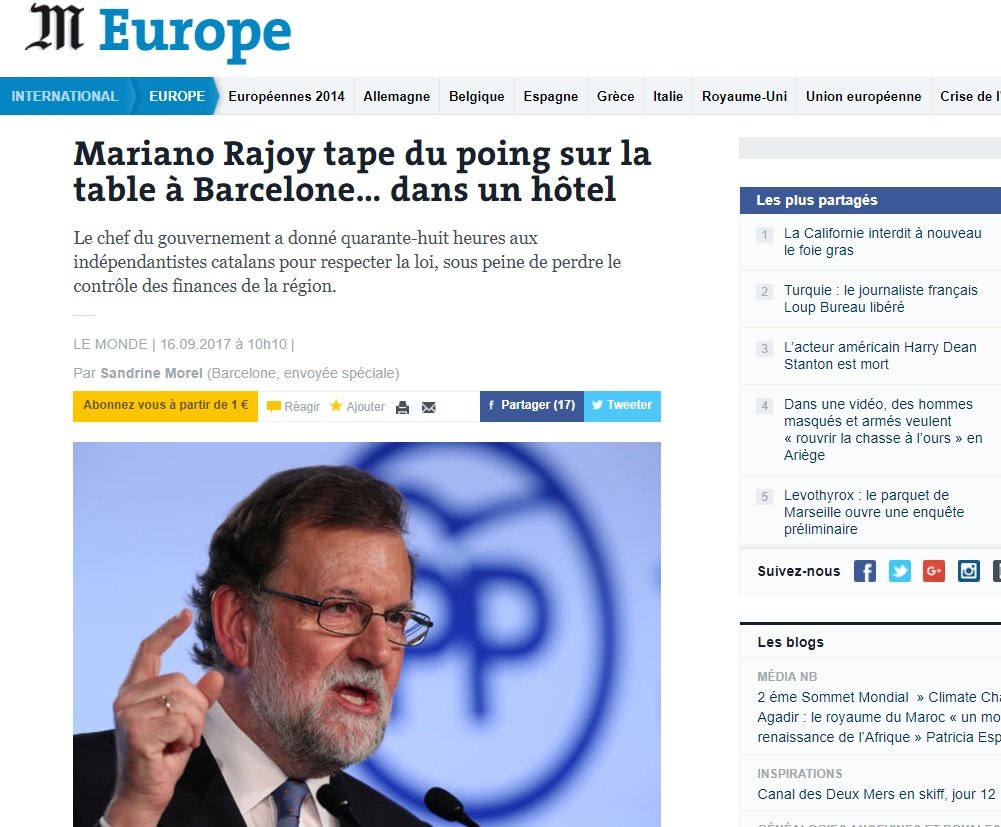 La sorpresa de 'Le Monde' pel míting de Rajoy a Barcelona