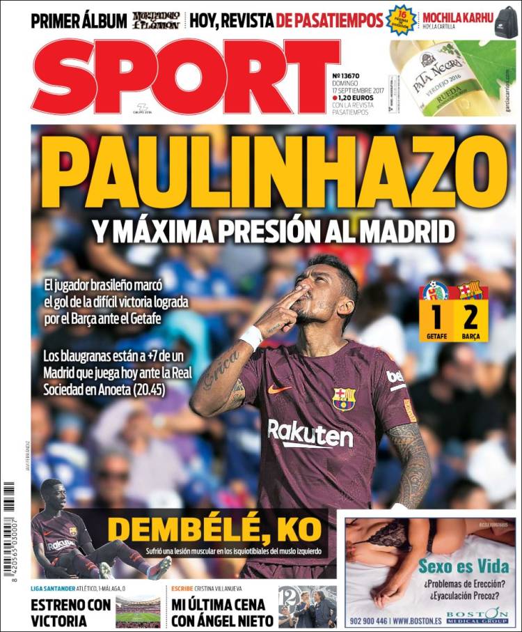 Sport Portada 17 09 2017 Sport Portada 17 09 2017