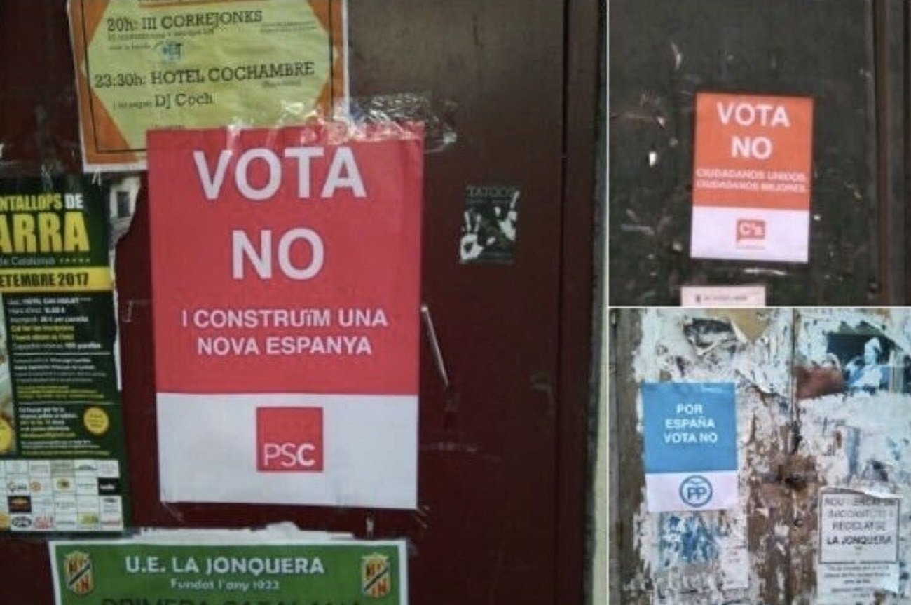 PSC, Cs y PP denuncian carteles falsos que promueven el 'no' en el 1-O