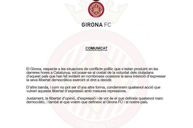Comunicado Girona FC 20-S
