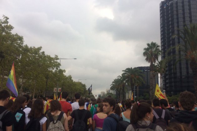 Estudiants tallen la Diagonal en una manifestació / L.S.