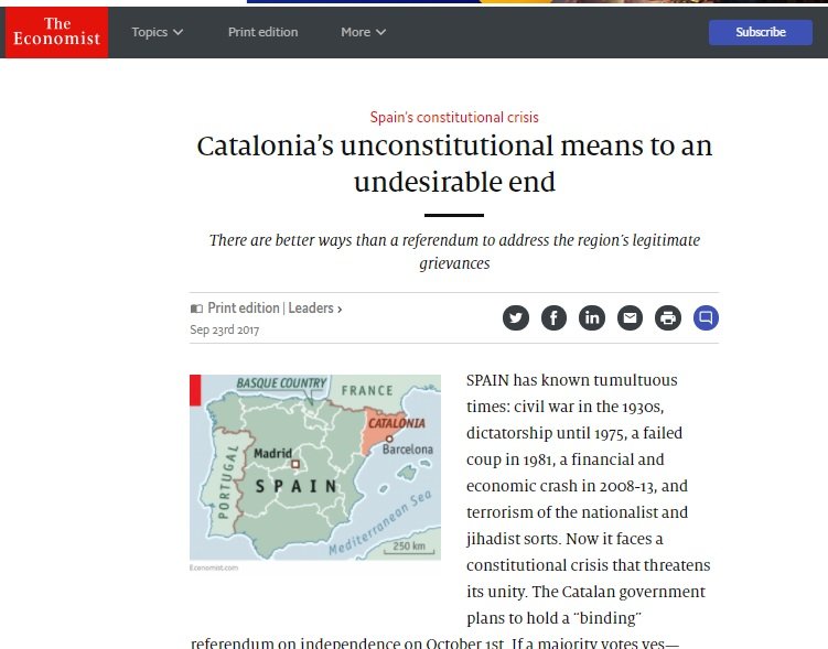 'The Economist' reclama a Rajoy que permeti un referèndum