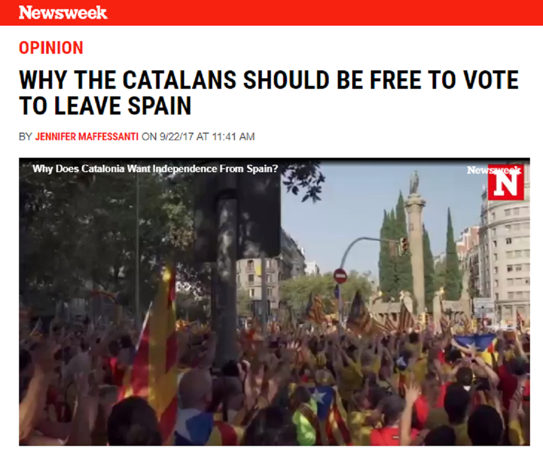 ‘Newsweek’ carrega contra l’Estat i diu que “referèndum és democràcia”