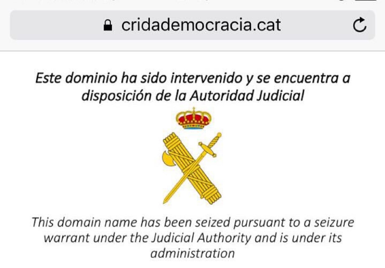 La Guardia Civil cierra la web 'Crida per la democràcia' sin notificación