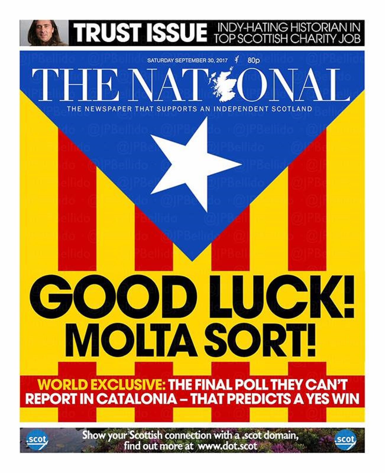 Un 62% dels catalans anirà a votar i un 83% optarà pel sí, segons 'The National'
