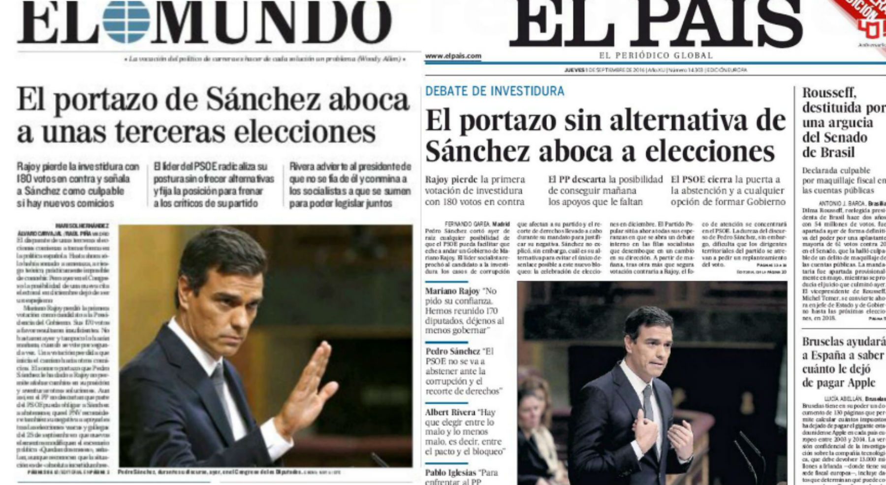 Sánchez, el único protagonista de las portadas de los diarios