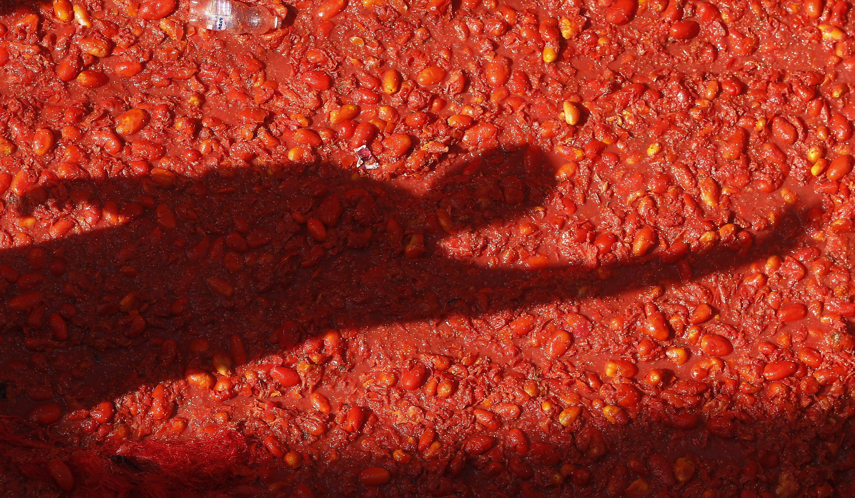 La Tomatina tenyeix de vermell una festa sensibilitzada contra la violència masclista