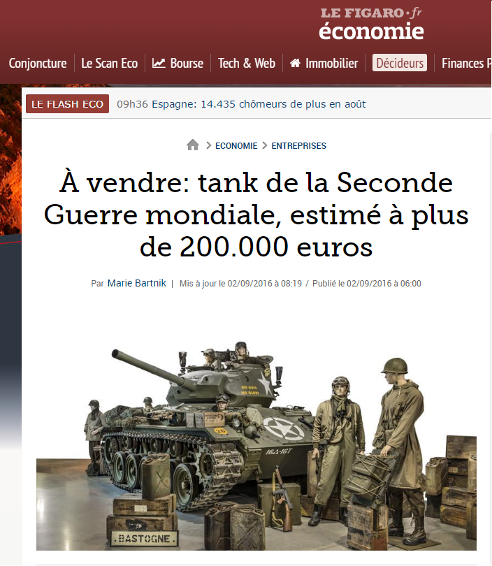 En venta un tanque de la Segunda Guerra Mundial