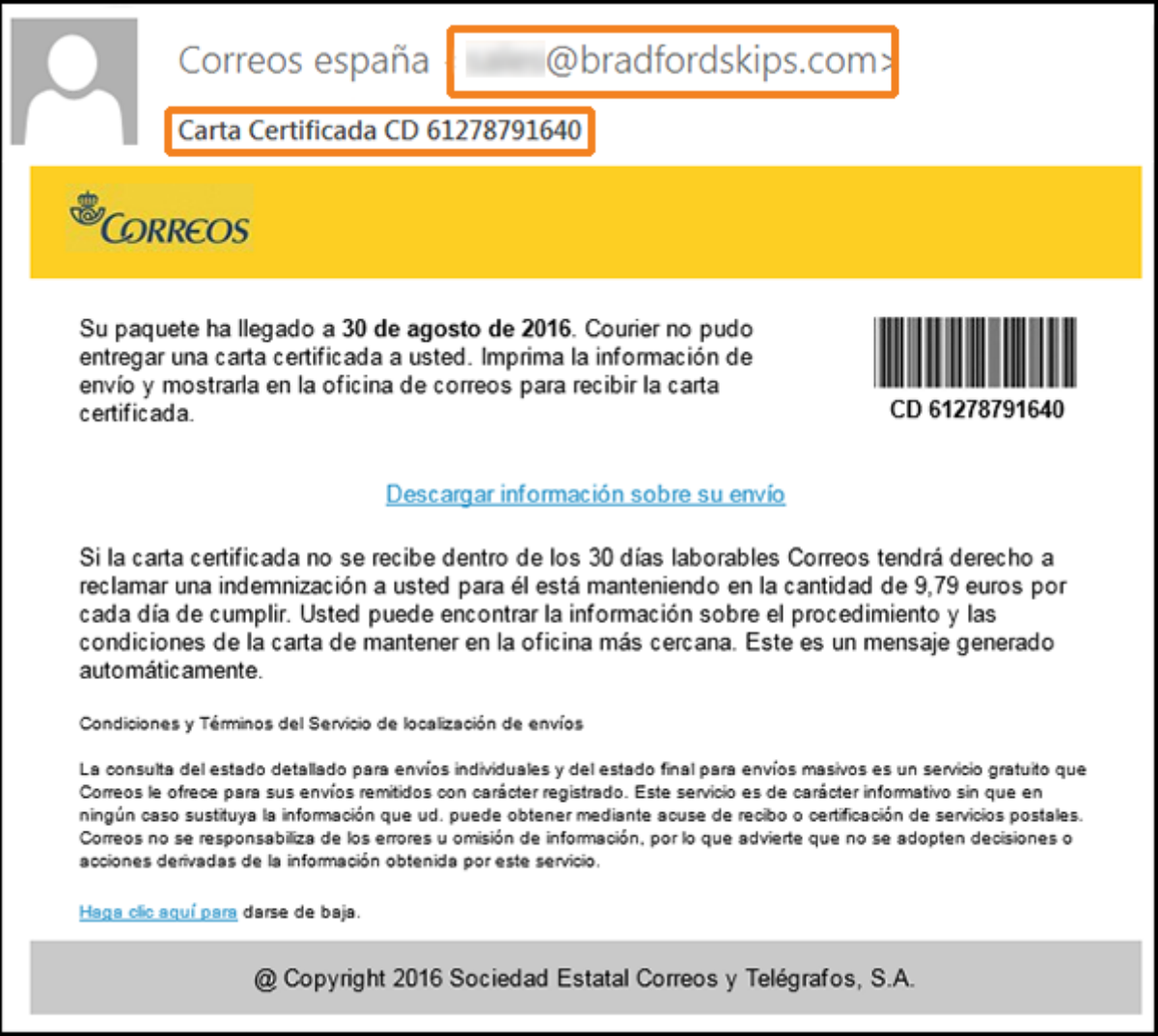 Alerta por una campaña de 'phishing' que suplanta la identidad de Correos