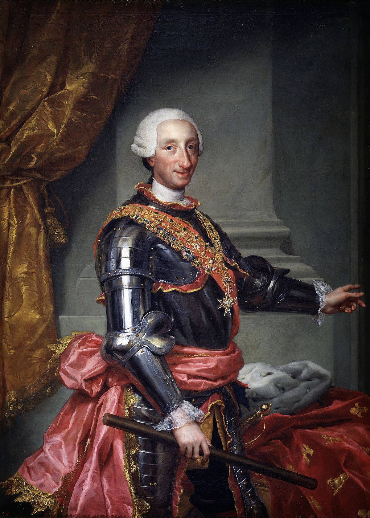 La imatge de Carles III (amb porra) rere Felip VI encén les xarxes