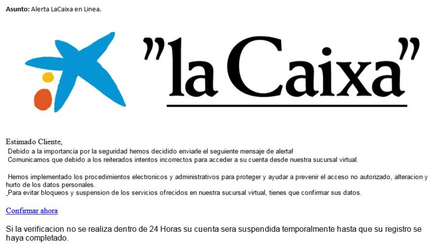Alerta por una campaña de 'phishing' que suplanta la identidad de Caixabank