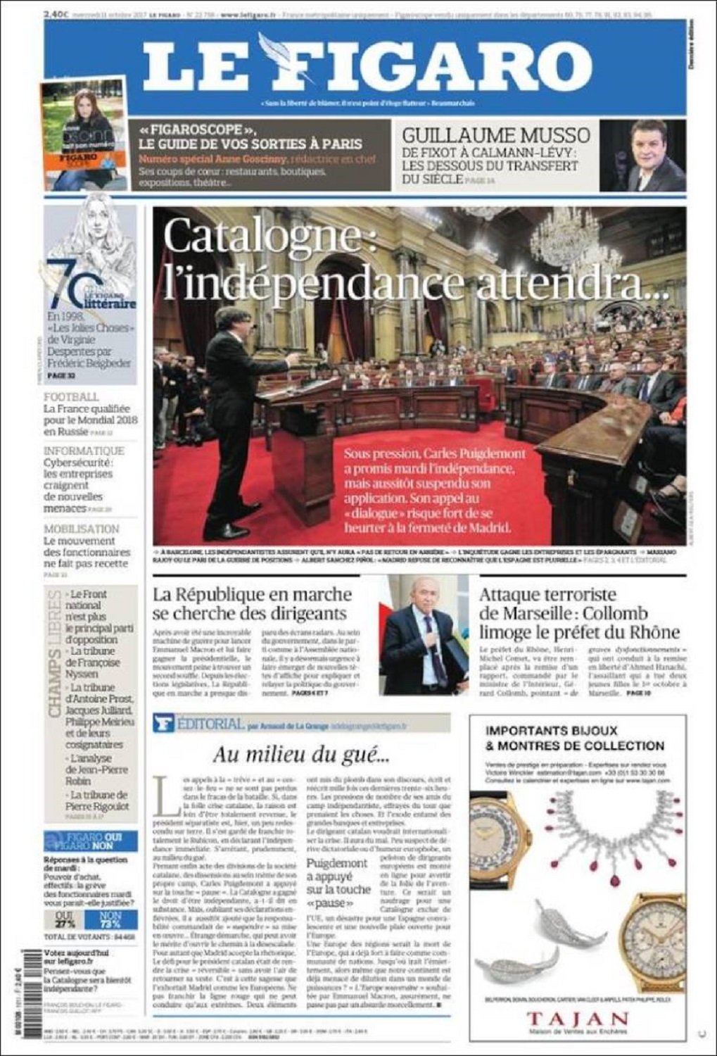 Catalunya llena las portadas de los principales diarios europeos