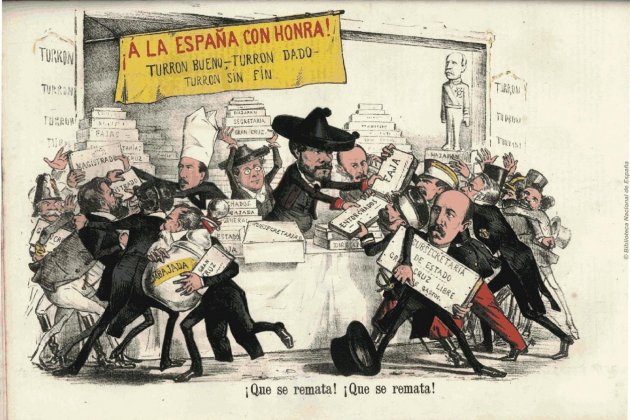 Caricatura de l'època. Font Biblioteca Nacional de España