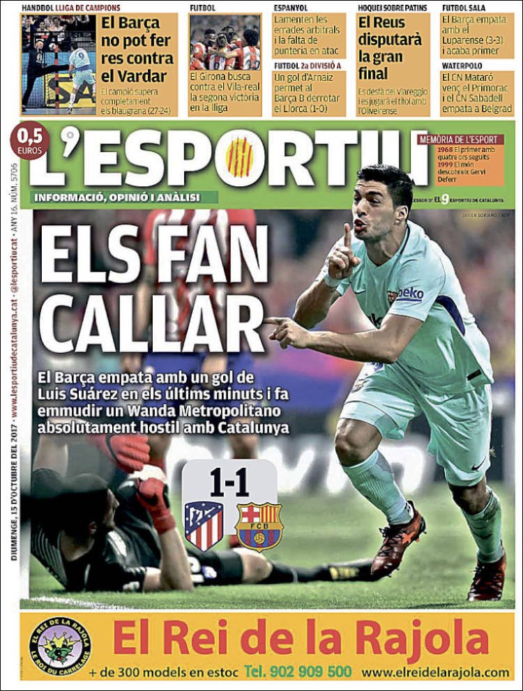 L'Esportiu Portada 15 10 2017 L'Esportiu Portada 15 10 2017