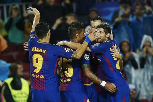 Barça celebración gol Olympiakos EFE