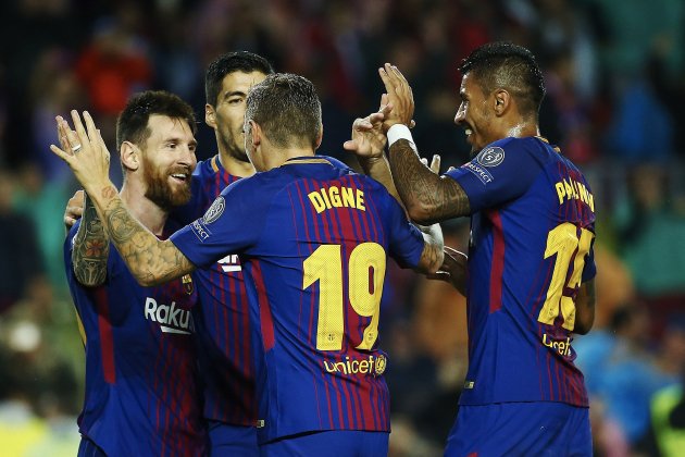 Celebració gol Barça Olympiakos Champions   EFE