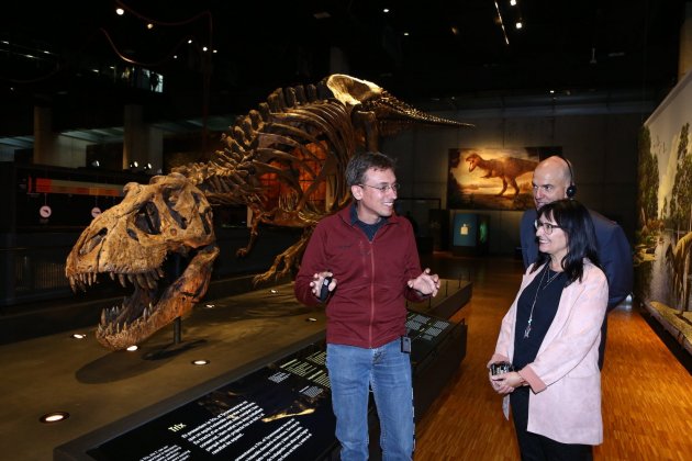 el dr anne schulp paleontoleg del museu naturalis de leiden y elisa duran directora general adjunta de la fundacio bancari