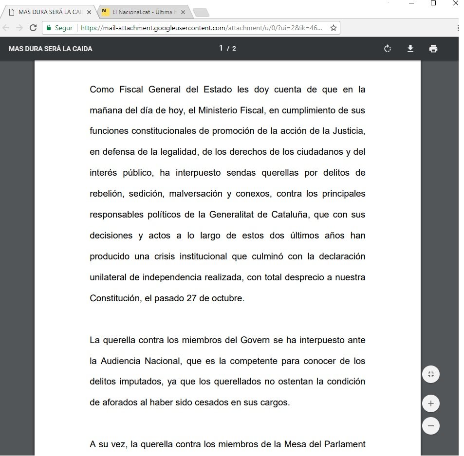 La Fiscalia es defensa del "Más dura será la caída" com pot