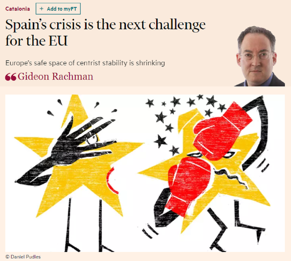 Financial Times: "Catalunya pot representar un desafiament més gran que el Brèxit"