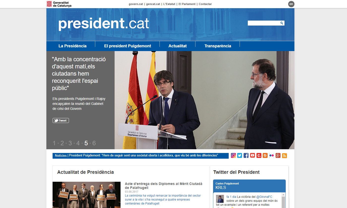 En marxa el web 'president a l'exili'