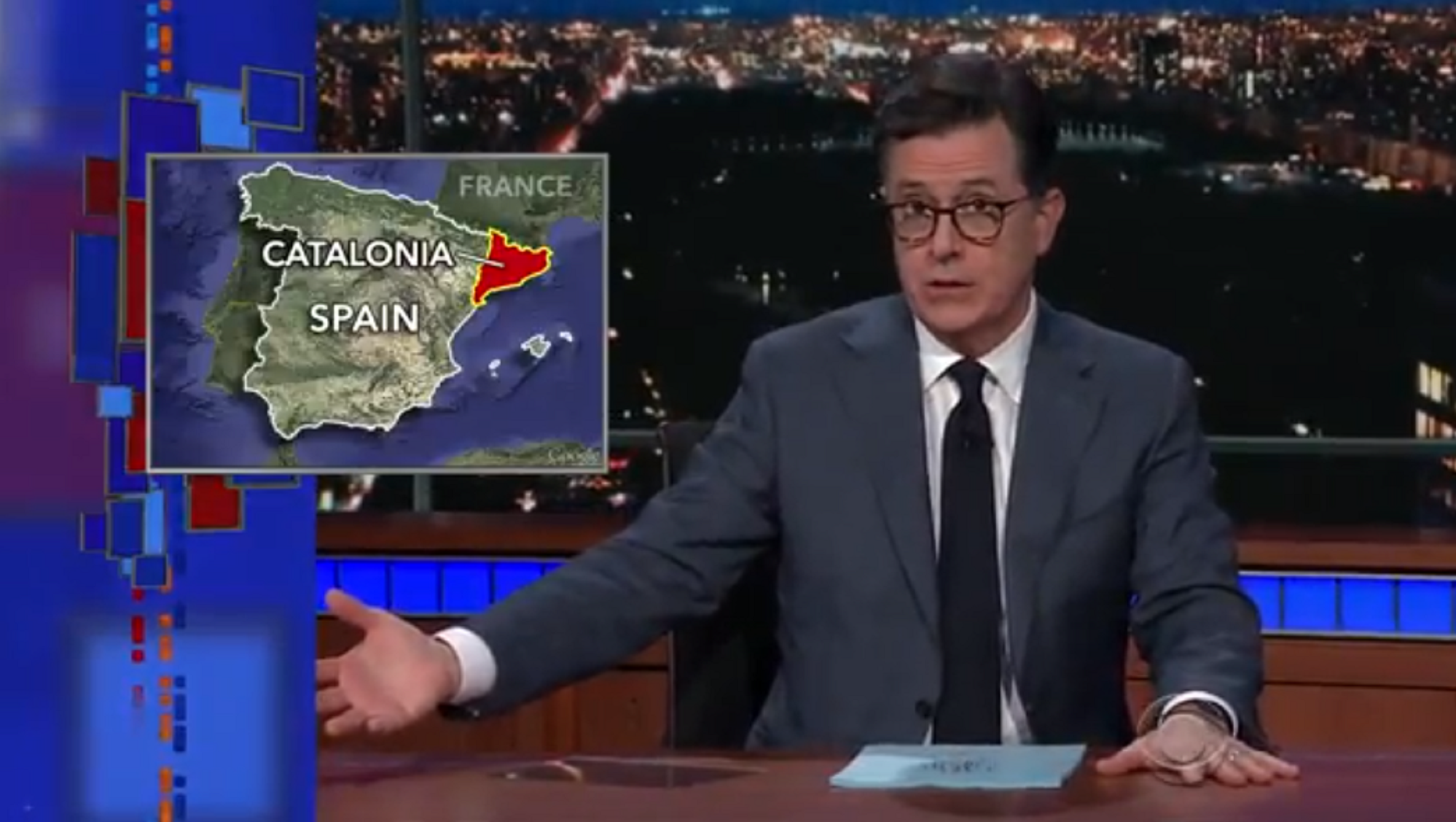 Stephen Colbert takes on the Catalonia issue