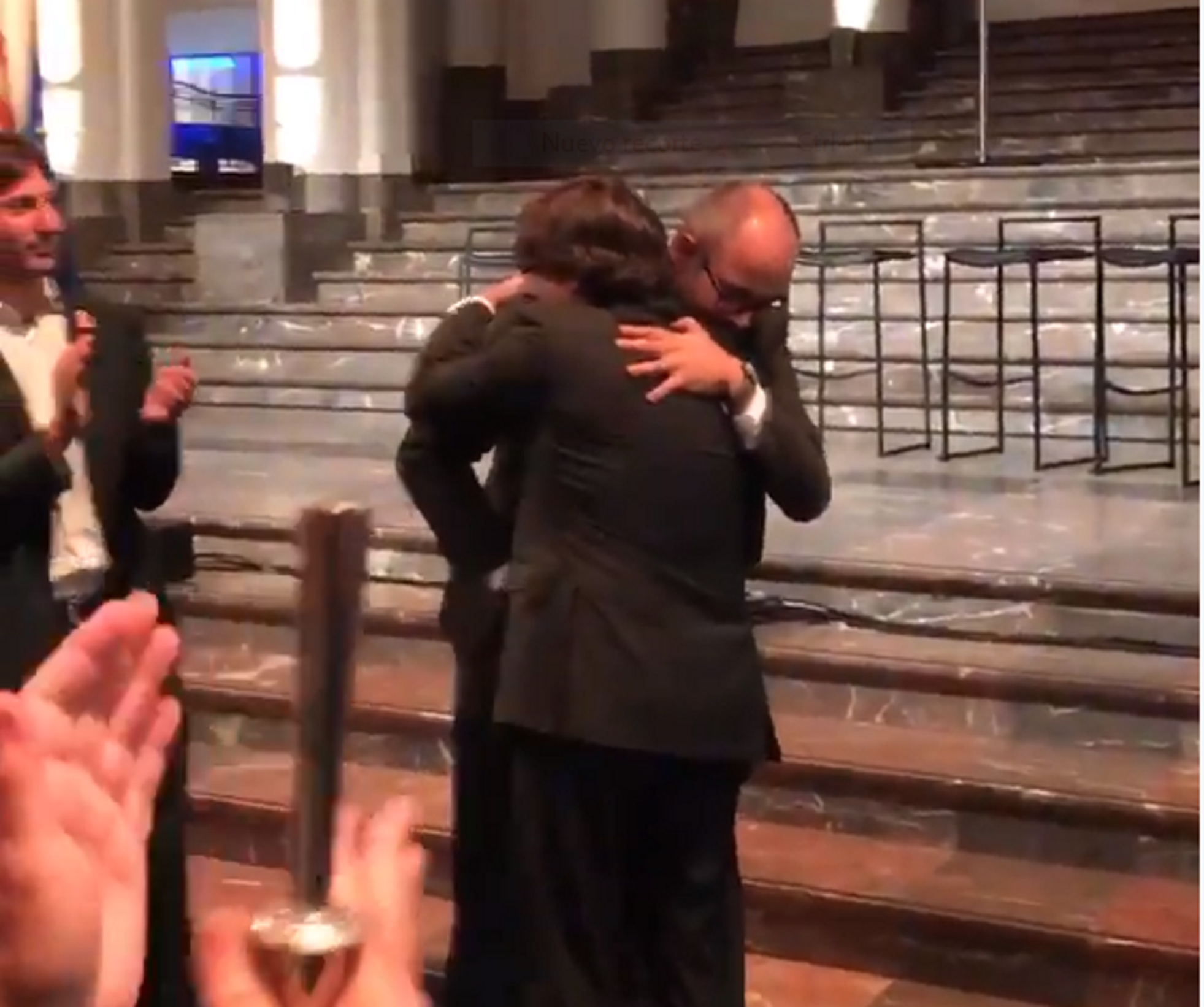 Emotional moment Puigdemont and Catalan mayor hug