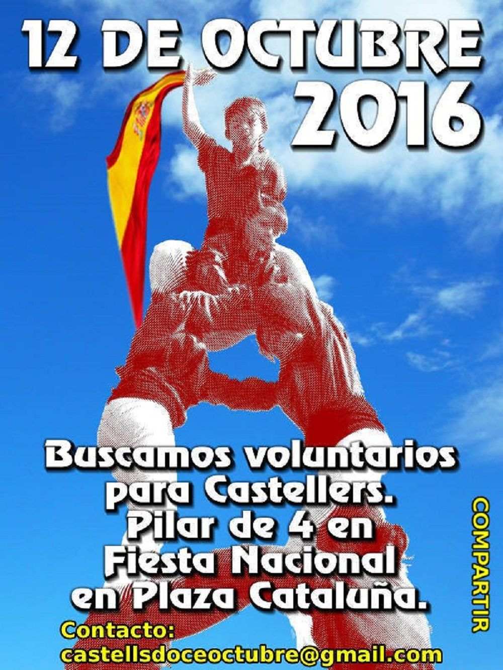 Buscan castellers en Twitter para celebrar la Hispanidad
