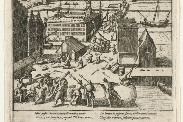 Litografia coetània. Massacre d'Anvers (1576). Font: Wikimedia Commons