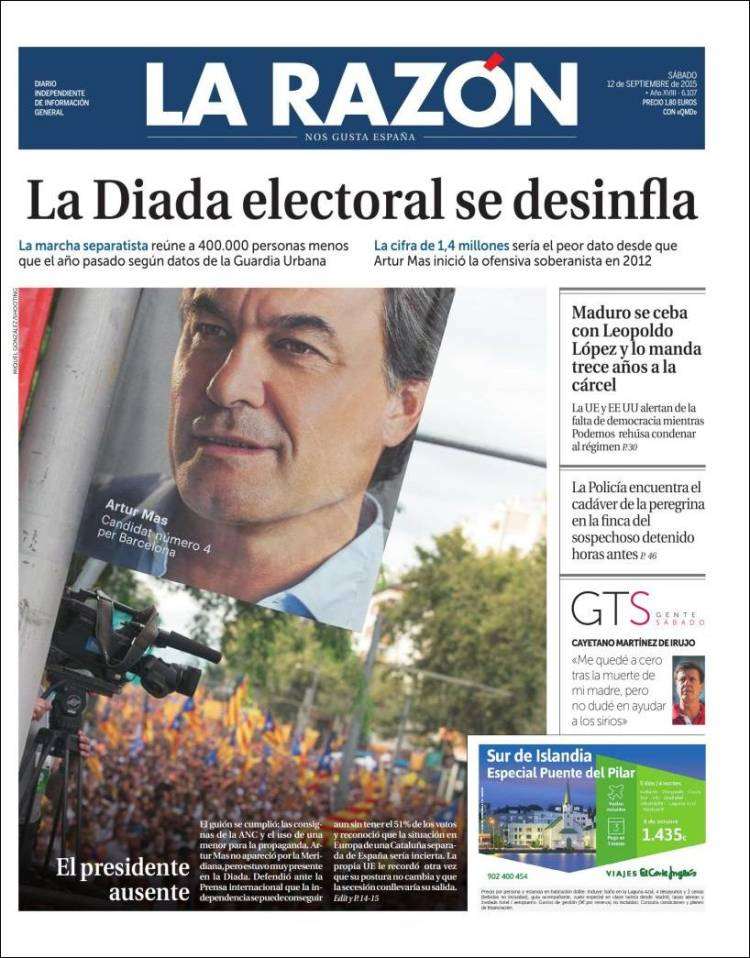 La Razón fotocopia aquest any la portada de l'any passat