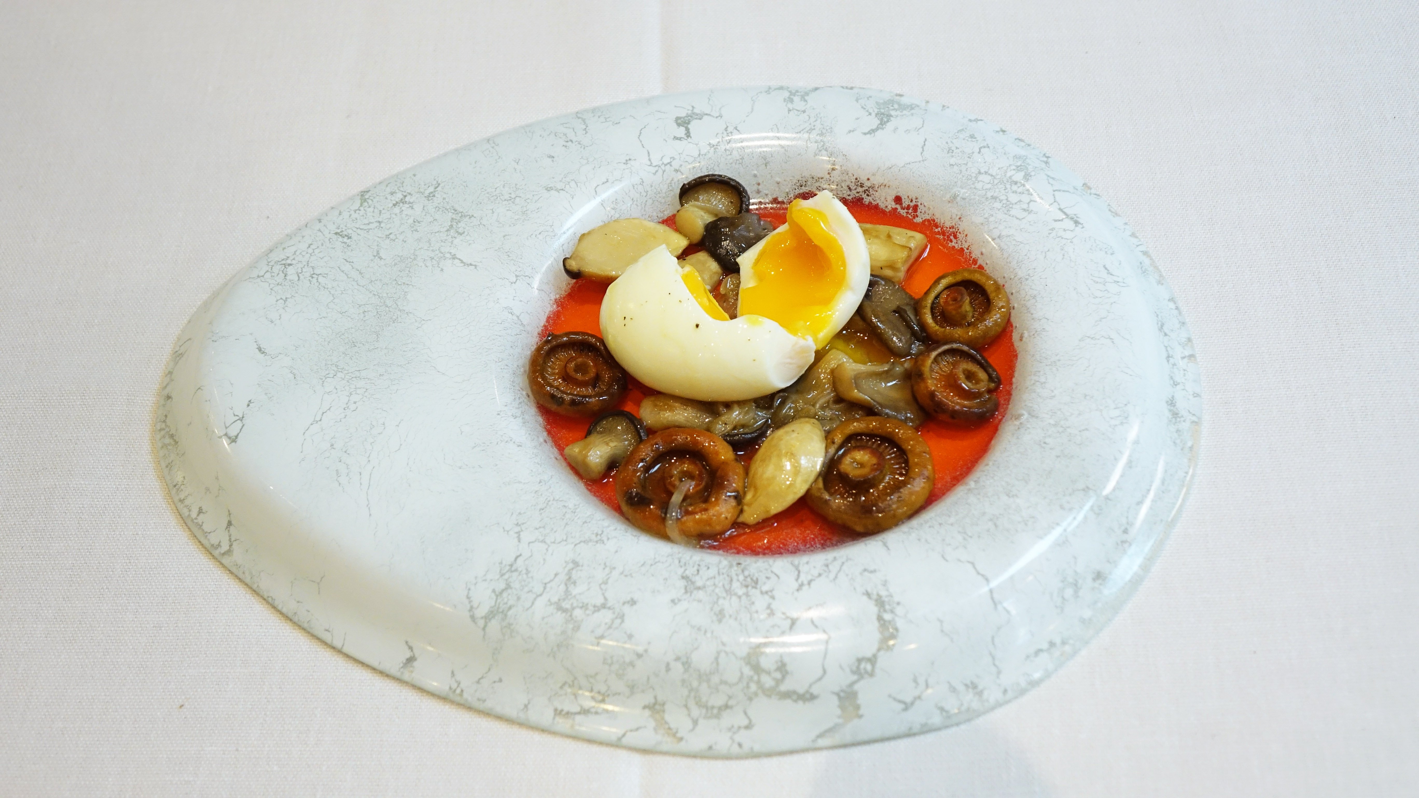 Catalan dishes: Soft-boiled egg with mushrooms