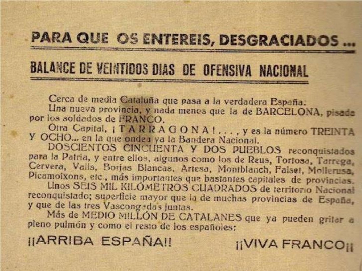 Franco inicia l’ofensiva de conquesta de Catalunya