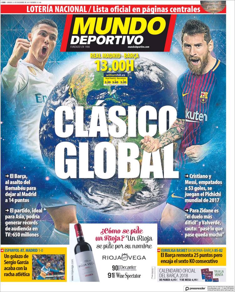 Mundo Deportivo Portada 23 12 2017