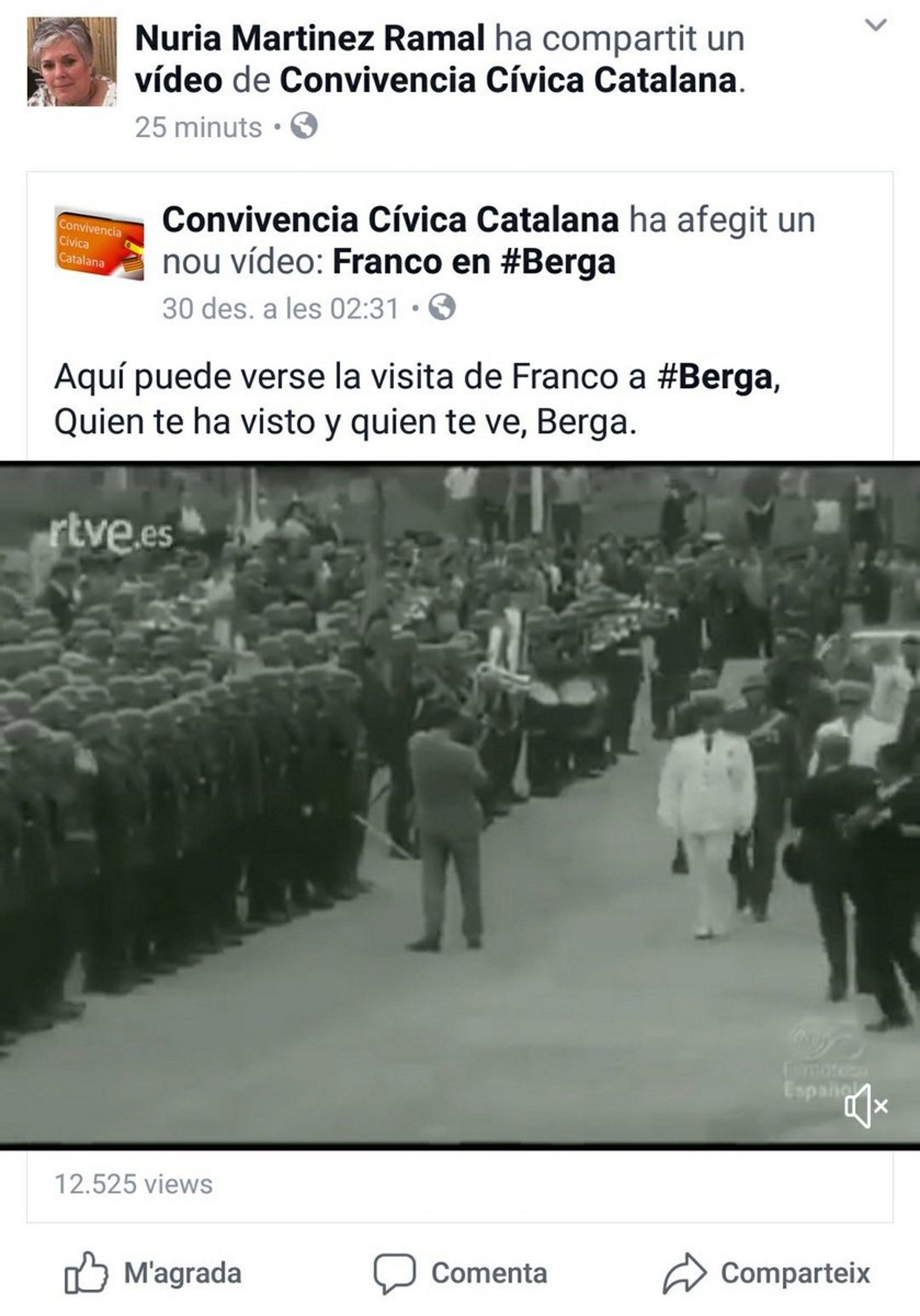Una regidora de Cs comparteix un vídeo de Franco
