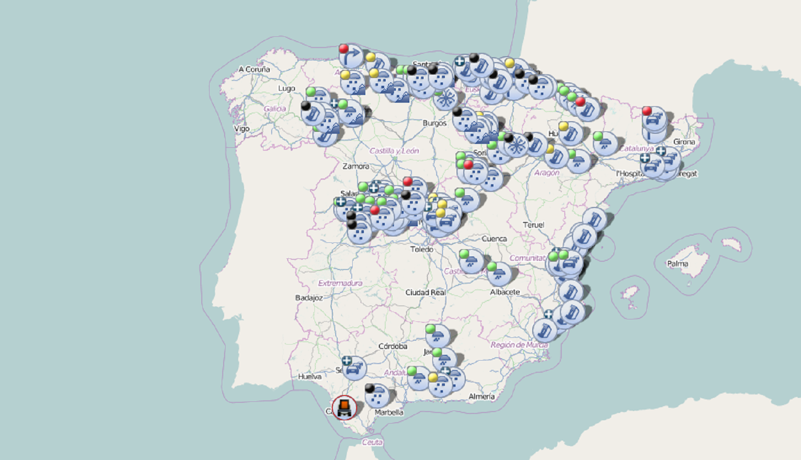 La DGT cambia el color del mapa después de pintar Catalunya como un estado independiente