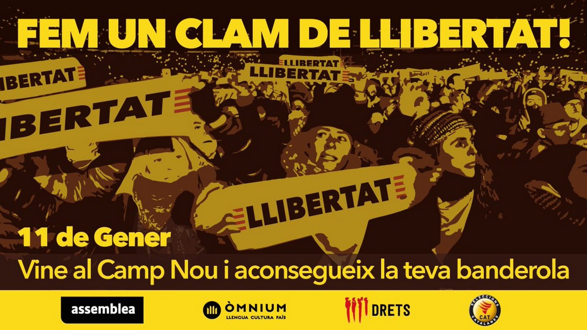 Repartirán 20.000 banderolas por los presos políticos en el Camp Nou