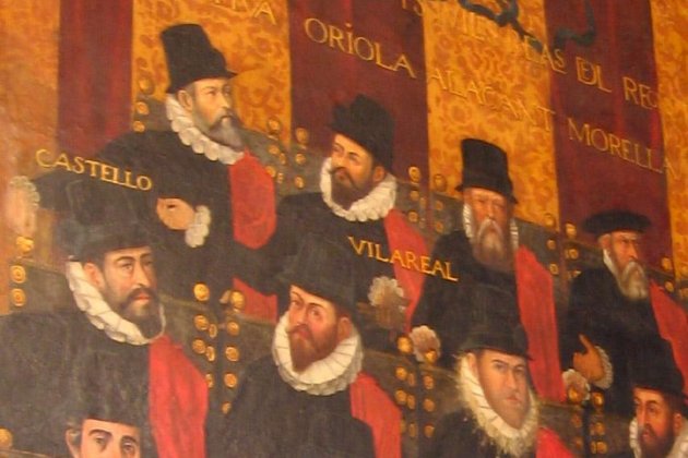 Los ejercidos borbonics masacran Villa real. Representación de las villas en las Corts valencianas. Tapes medieval. Fuente Wikipedia