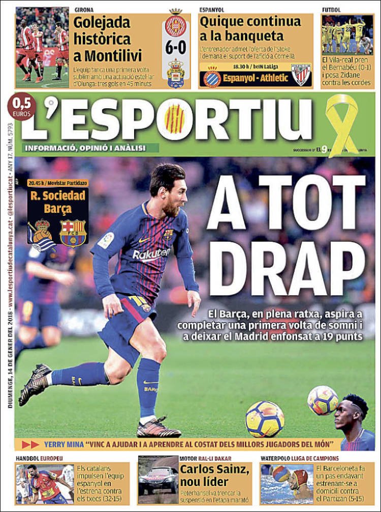 L'Esportiu Portada 14 01 2018