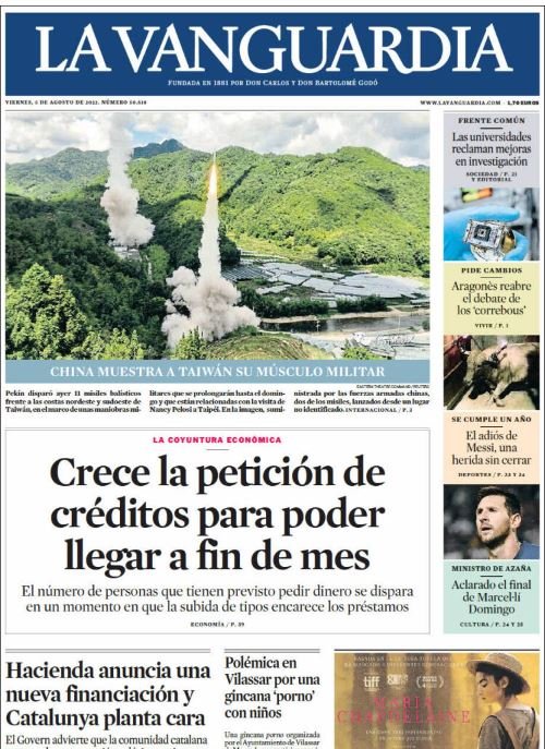 la vanguardia llevada|traída 5 agosto