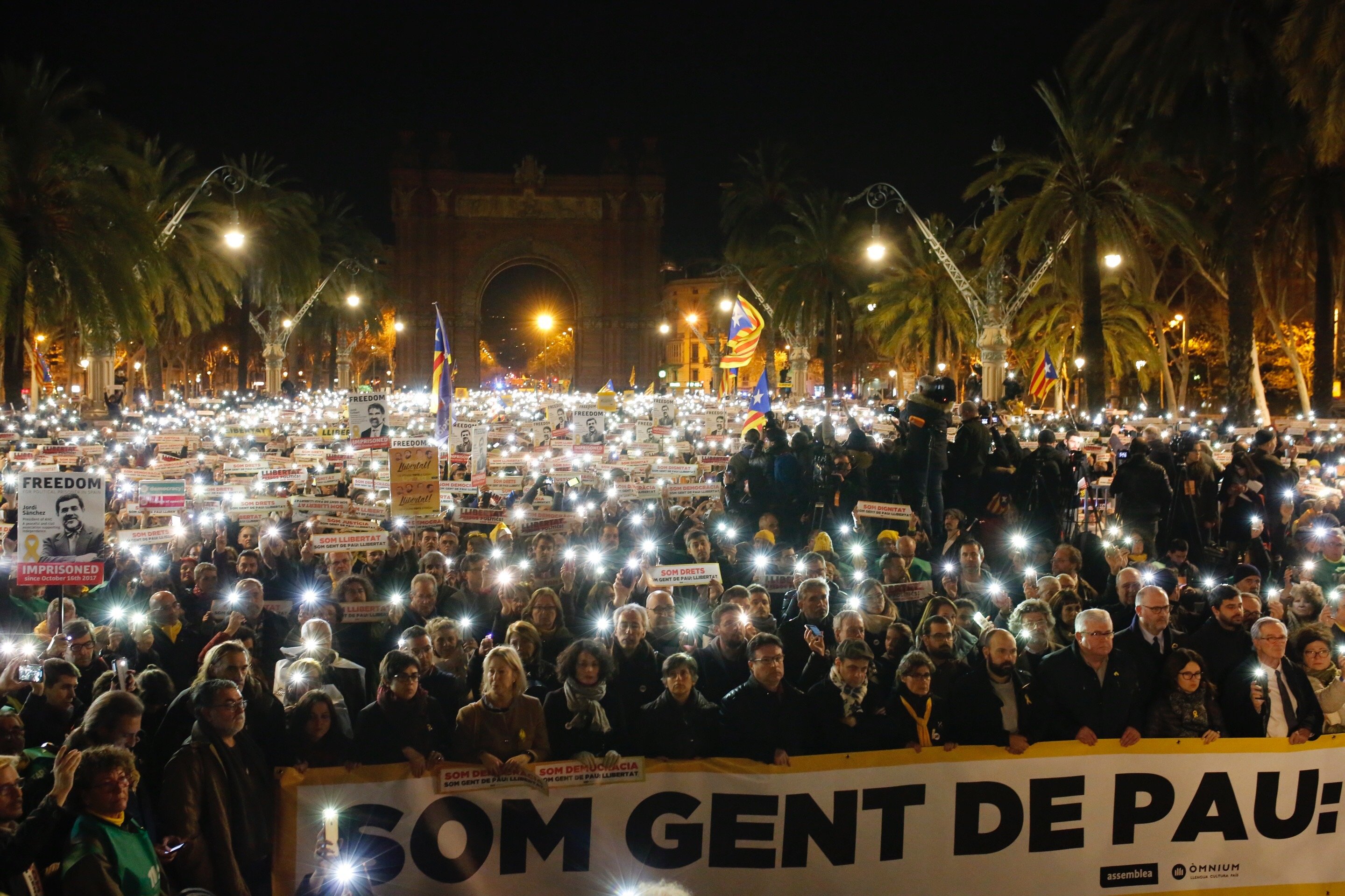 Protestes a Barcelona pels tres mesos a la presó dels Jordis