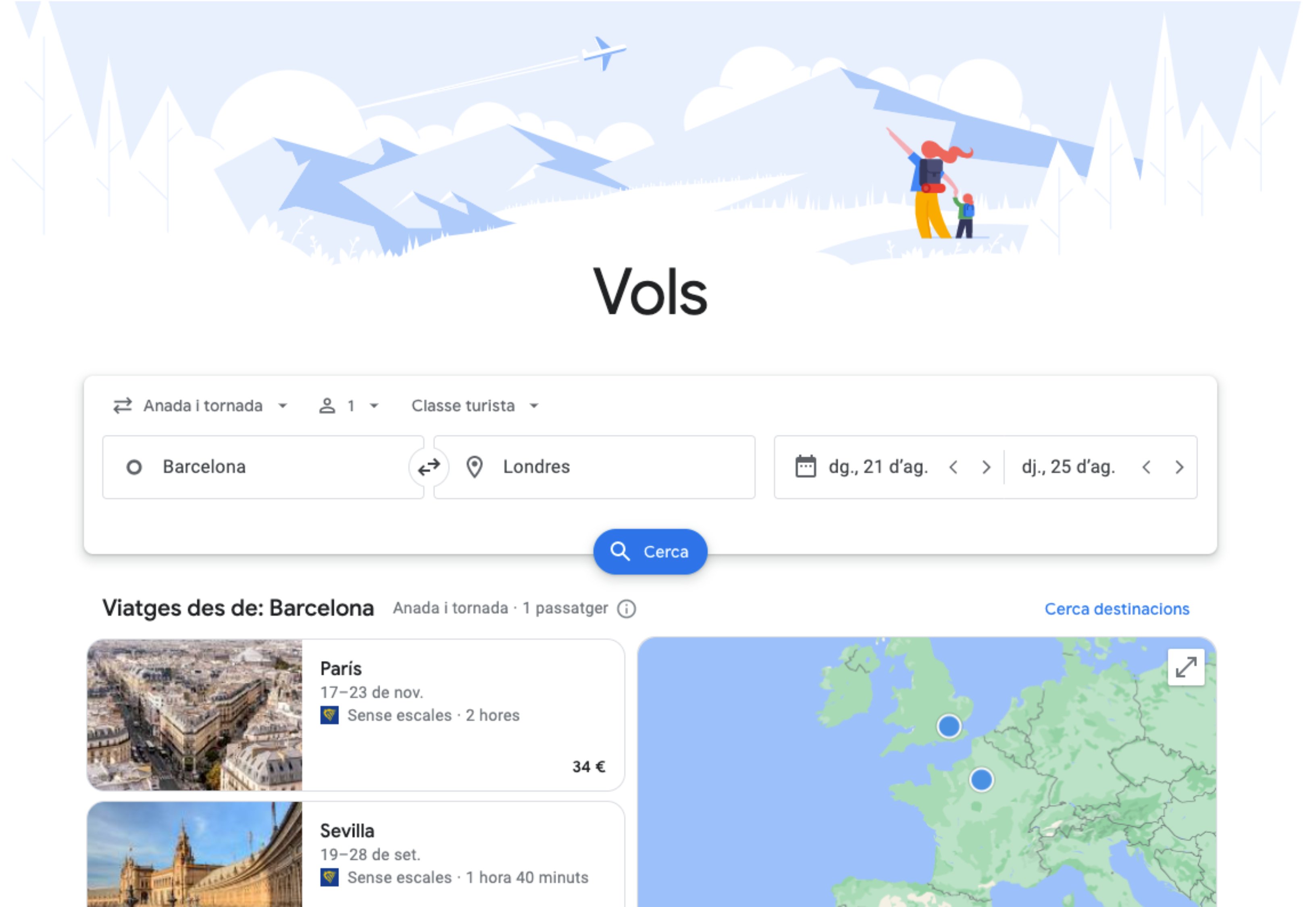 Vuelos en Google Travel