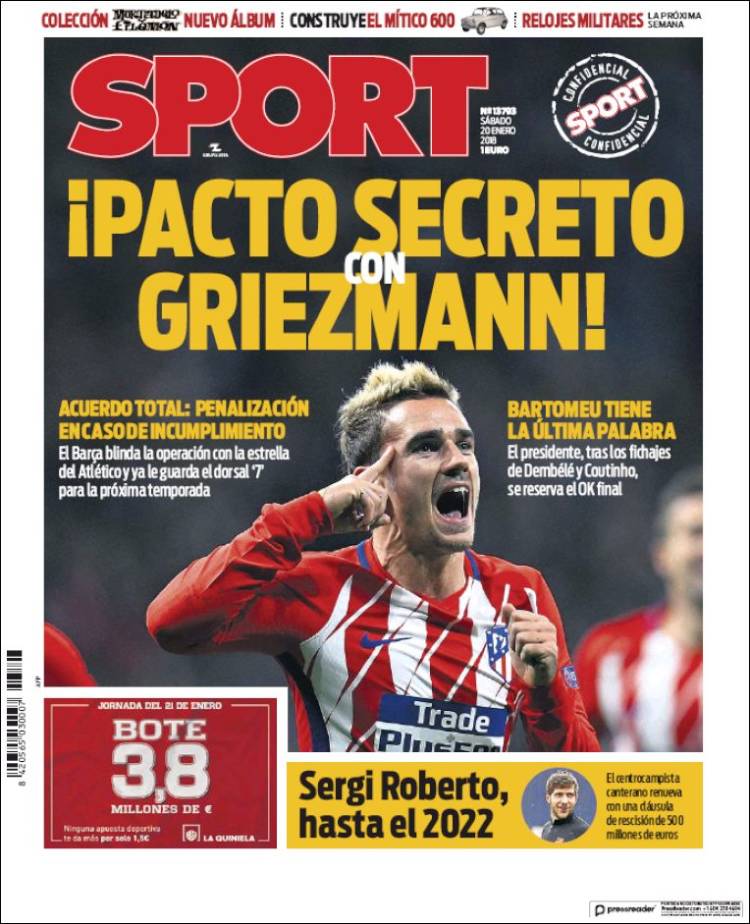 Sport Portada 20 01 2018 Sport Portada 20 01 2018