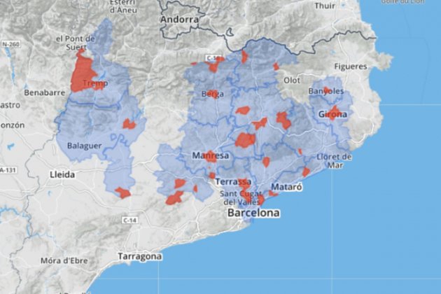 mapa municipios afectados lluvia meteocat